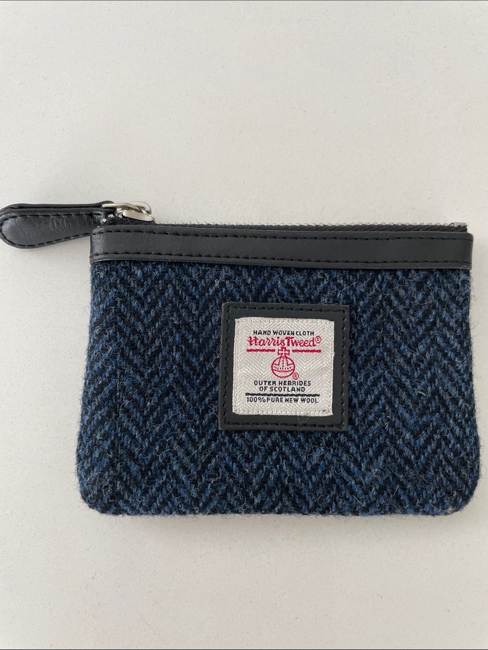 Harris Tweed Navy Zip Coin and Card Pouch Wallet - Picture 9 of 15